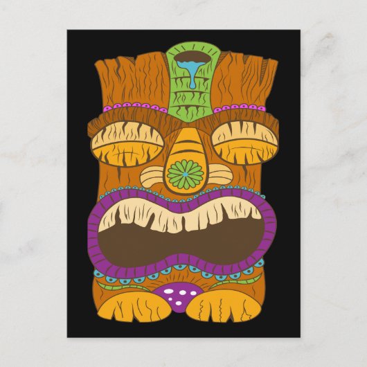 木造天気像(口を開けて黒おもしろい) ポストカード (正面)