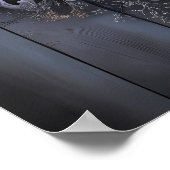 木造威厳のある壁の山壁画 ポスター (角)