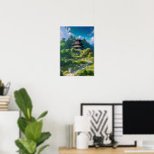 木造威厳のある寺院 ポスター (ホームオフィス)