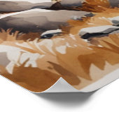 木造家屋の水彩山 ポスター (角)