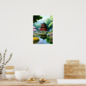 木造日本の寺 ポスター (キッチン)