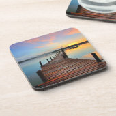 木造波止場シースケープカラフルインサンセット コースター (左側)