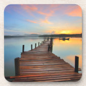 木造波止場シースケープカラフルインサンセット コースター (正面)