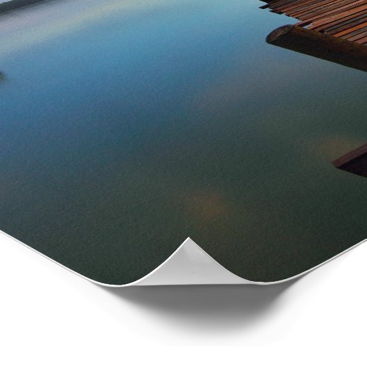 木造波止場シースケープカラフルインサンセット ポスター (角)