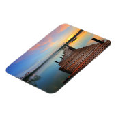 木造波止場シースケープカラフルインサンセット マグネット (左側)