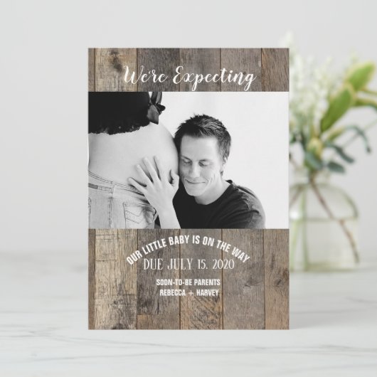 木造田舎写真妊娠の発表 案内状 (スタンド正面)