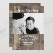 木造田舎写真妊娠の発表 案内状 (正面/裏面)