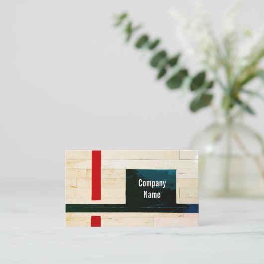 木造素朴のフロアラインとマーキング 名刺 (スタンド正面)