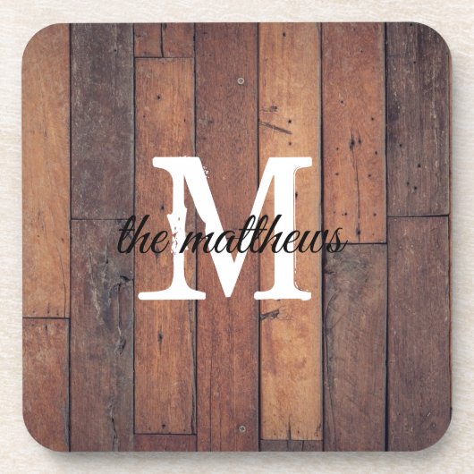 木造素朴農家の国モノグラムの名 コースター (正面)
