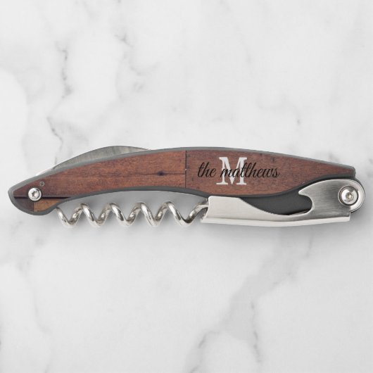 木造素朴農家モノグラパーソナライズされたム ソムリエナイフ (裏面)