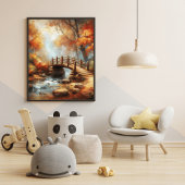 木造魅力的橋ユニーク林川のシーン ポスター