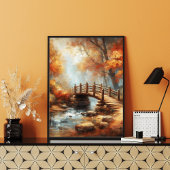 木造魅力的橋ユニーク林川のシーン ポスター