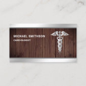 木鋼製カドゥセウス記号の医療プロフェッショナル 名刺 (正面)