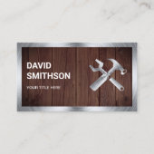 木鋼製素朴手利自動車修理整備士 名刺 (正面)