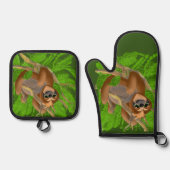 木間抜けにリラックス浮かぶ 鍋つかみ&鍋敷きセット (正面)