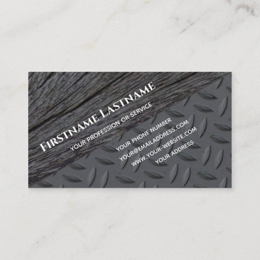 木面オーガニックダイヤモンドプレート鋼モノグラム 名刺 (裏面)