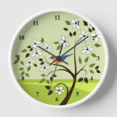 木風景時計のブルーバード 壁時計 (正面)