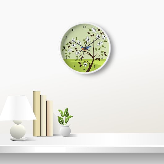 木風景時計のブルーバード 壁時計