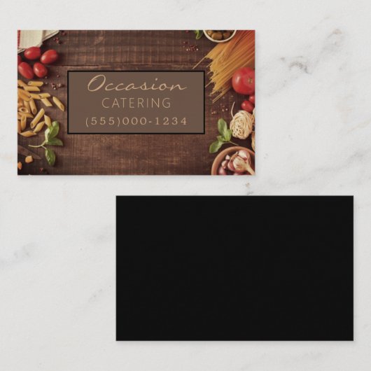 木食スタイリッシュ切り板シェフケータリング 名刺 (正面/裏面)
