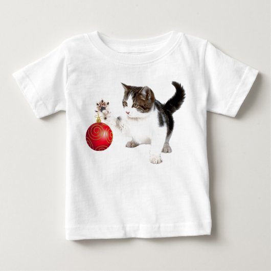 木飾を子猫にする ベビーTシャツ (正面)