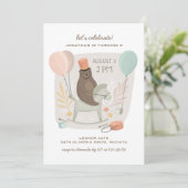 木馬でドラマーを打つ。かわいい子供の誕生日 招待状 (スタンド正面)