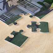 木骨造りのかやぶきにされたコテージ ジグソーパズル (側面)