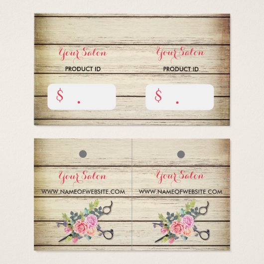 木魅力的の鋏とバラつるラベル (正面&裏面)