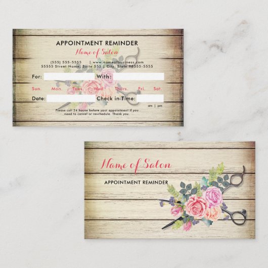 木魅力的鋏とバラアポイントメント 予約カード (正面/裏面)