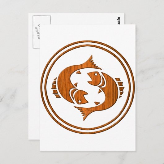 木魚座〔占星術の〕十二宮図魚星占い標識 ポストカード (正面/裏面)