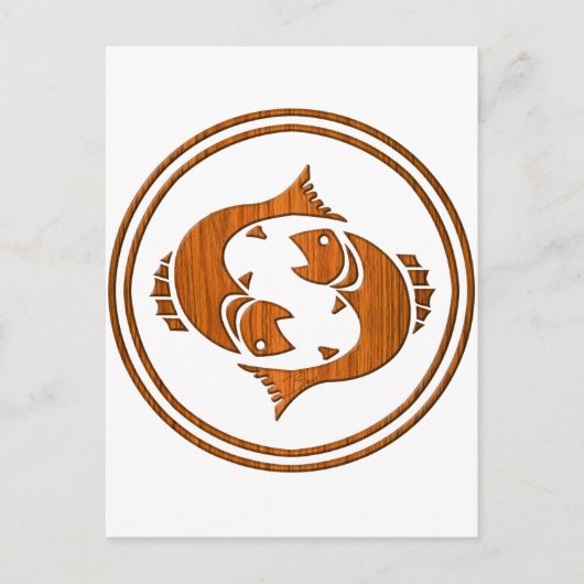 木魚座〔占星術の〕十二宮図魚星占い標識 ポストカード (正面)