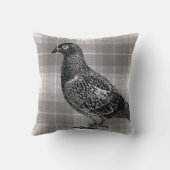 木鳩、グレーのチェック クッション (裏面)