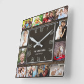 木12家族写真ローマ数字  スクエア壁時計 (傾斜)