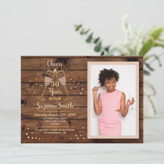 木30年のへのシャンペンの応援誕生日 招待状 (スタンド正面)