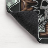 木3Dの熱狂するなクロムスカルは十字のAlに斜角を付けました マウスパッド (コーナー)