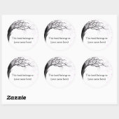 木、さくらんぼ花 ラウンドシール (シート)