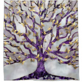 木 – アメジストと蝶 シャワーカーテン (正面)