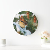 木、イリノイの北の（鳥）ショウジョウコウカンチョウ ラージ壁時計 (ホーム)