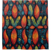 木 – カラフル葉柄シャワーカーテンセット シャワーカーテン (正面)