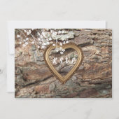 木、 カントリー調のルースト、オーダーメイドの出欠返信カード 招待状 (正面)