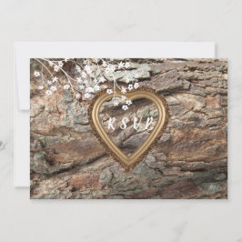 木、 カントリー調のルースト、オーダーメイドの出欠返信カード 招待状