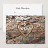 木、 カントリー調のルースト、 カスタムの出欠返信、 返信 招待状 (正面/裏面)