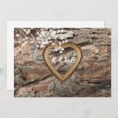 木、 カントリー調の素朴さ、 カスタムの出欠返信、 レスポンス 招待状 (正面/裏面)