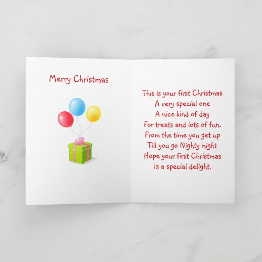 木、サンタのテディー・ベアカードとの初めてのクリスマス シーズンカード (内部)