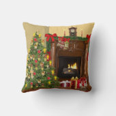 木、ストッキング、暖炉の居心地の良いクリスマス クッション (裏面)