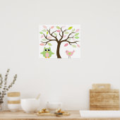 木、フクロウ、鳥のポスター ポスター (キッチン)