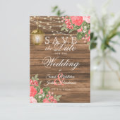 木、ランタン、そして珊瑚の花 - 結婚式のお知らせ セーブザデート (スタンド正面)