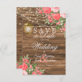 木、ランタン、そして珊瑚の花 - 結婚式のお知らせ セーブザデート (正面/裏面)