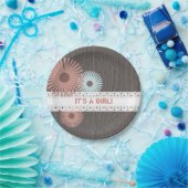 木 + レースの刺激を受けたな花のベビーシャワー ペーパープレート (パーティー)