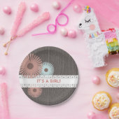 木 + レースの刺激を受けたな花のベビーシャワー ペーパープレート (パーティー)