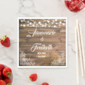 木、レース、きらめくライト結婚ズ スタンダードランチョンナプキン (インサイチュ)